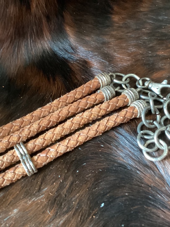 Outstanding Made in Italy Braided Leather Charm Link Belt main image 4